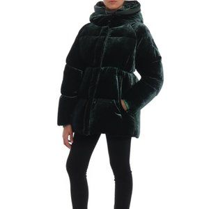 MONCLER Green Velvet Puffer Butor Coat XS/S Size 0